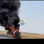 Cizre yolunda asfalt yüklü tanker alev aldı