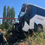 Yolcu otobüsü ağaca çıktı: 2 yaralı