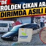 Silopi’de kontrolden çıkan araç kaldırımda asılı kaldı
