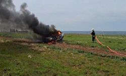 Gaz kaçağı bulunan otomobil alevlere teslim oldu