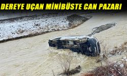 Kaygan yolda kaza, minibüs dereye uçtu