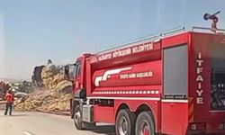 Saman balyası yüklü tırda yangın
