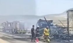 Seyir halindeki tır alev alev yandı
