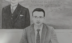 Uludereli ressam, kaymakamın portresini çizerek karşıladı