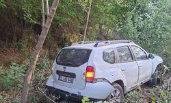 Otomobil bahçeye uçtu, 2 yaralı
