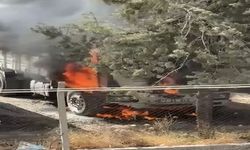 Mardin'de park halindeki kamyon yandı