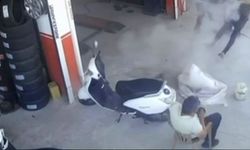 Lastik tamir sırasında bomba gibi patladı
