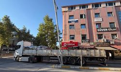 Tırın dorsesi aydınlatma direğine çarptı