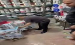 Patlayan şebeke hattı iş yerlerini bastı