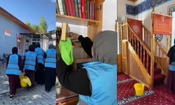 Öğrencilerden cami temizliğine destek