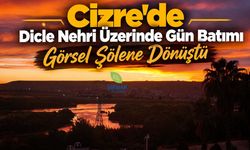 Cizre’de Dicle Nehri Üzerinde Gün Batımı Görsel Şölene Dönüştü