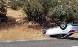 Takla atan otomobilde hasar oluştu