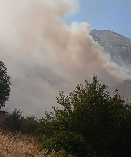 Arazi yangınına 20 araç ve 55 personelle müdahale sürüyor