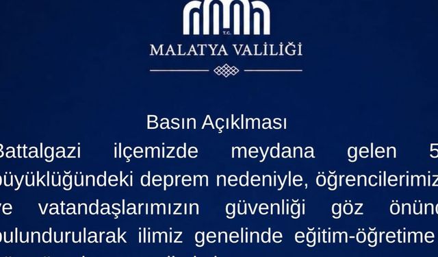 Malatya’da eğitime 1 gün ara verildi