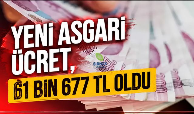Yeni asgari ücret, 61 bin 677 TL oldu