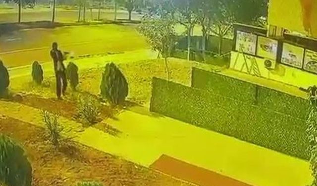 İş yerine silahlı saldırı kamerada