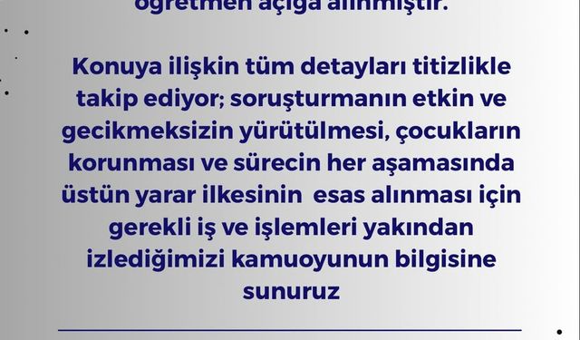 Şırnak Barosu: "Öğrenci İstismarı İddiası Üzerine Öğretmen Açığa Alındı”