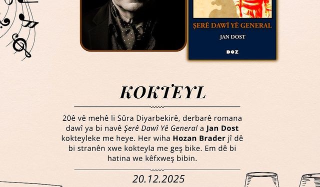 Diyarbakır’da Jan Dost Rüzgârı, Barzani Romanı Tanıtılacak