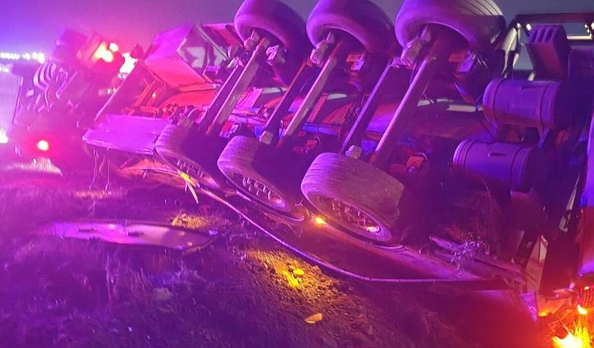 Nusaybin'de tır devrildi 1 yaralı