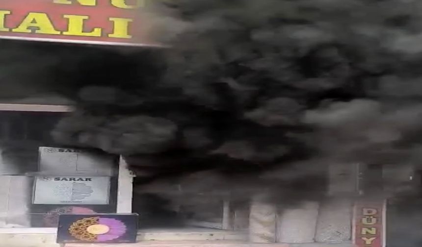 Halı mağazasında korkutan yangın