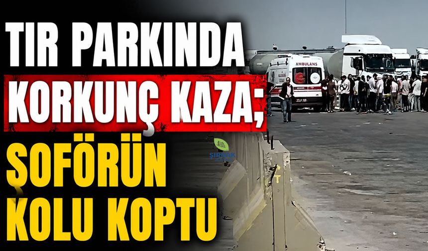 Tır parkında korkunç kaza, şoförün kolu koptu