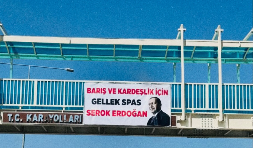 Şırnak’ın işlek caddesinde dikkat çeken Erdoğan pankartı