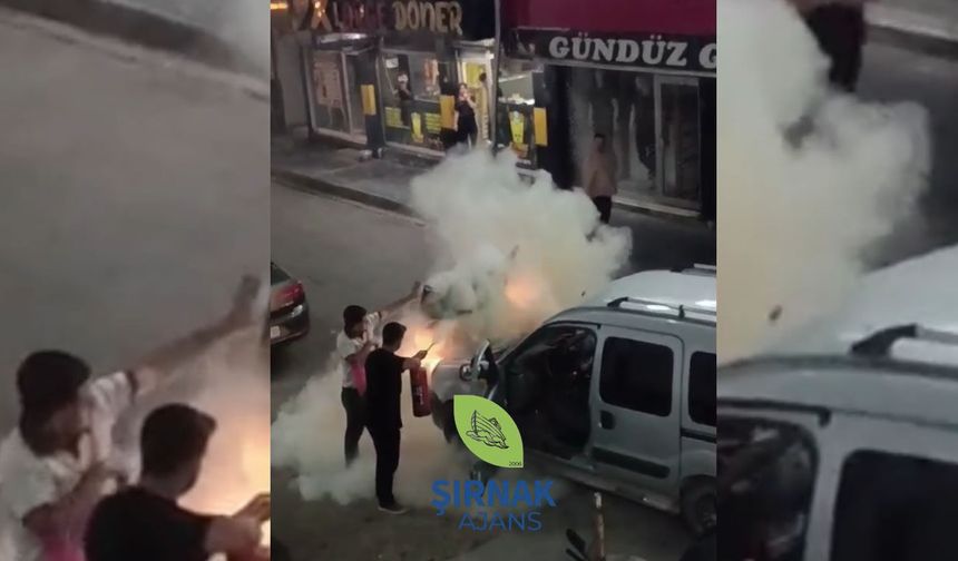 Silopi’de park halindeki araç alev aldı