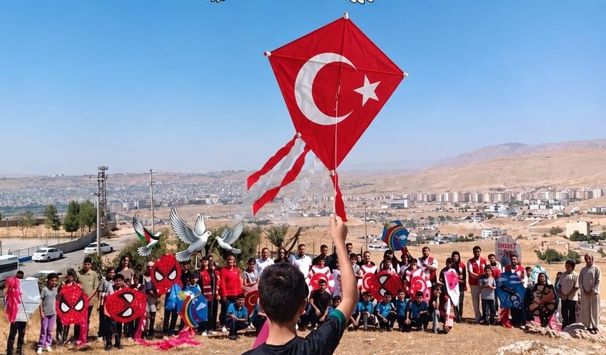 Cizre’de uçurtmalar Gazze’deki çocuklar için uçtu