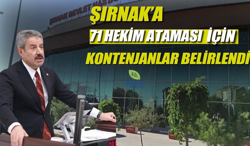 Şırnak’a 71 Hekim Ataması İçin Kontenjanlar Belirlendi