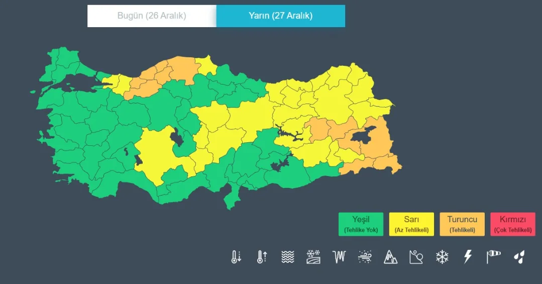 Meteoroloji̇k Uyari Şırnak Merkez Ve Doğusunda (Uludere, Beytüşşebap) Yoğun Kar Yağışları Beklen