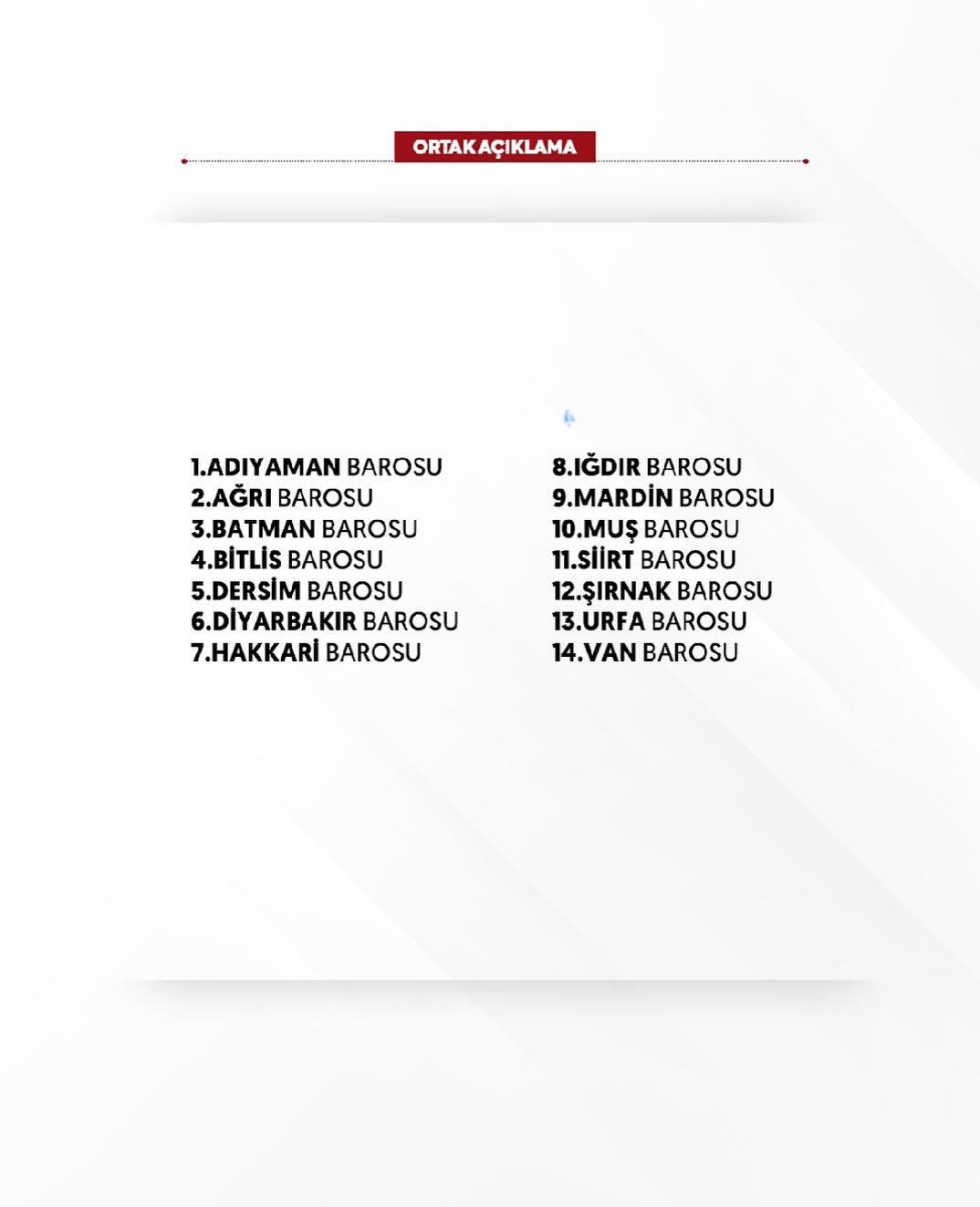 Bölge Barolarından Ortak Açıklama Bölgesel Ve Toplumsal Barış İçin Suriye’deki Saldırılar Durdu (1)