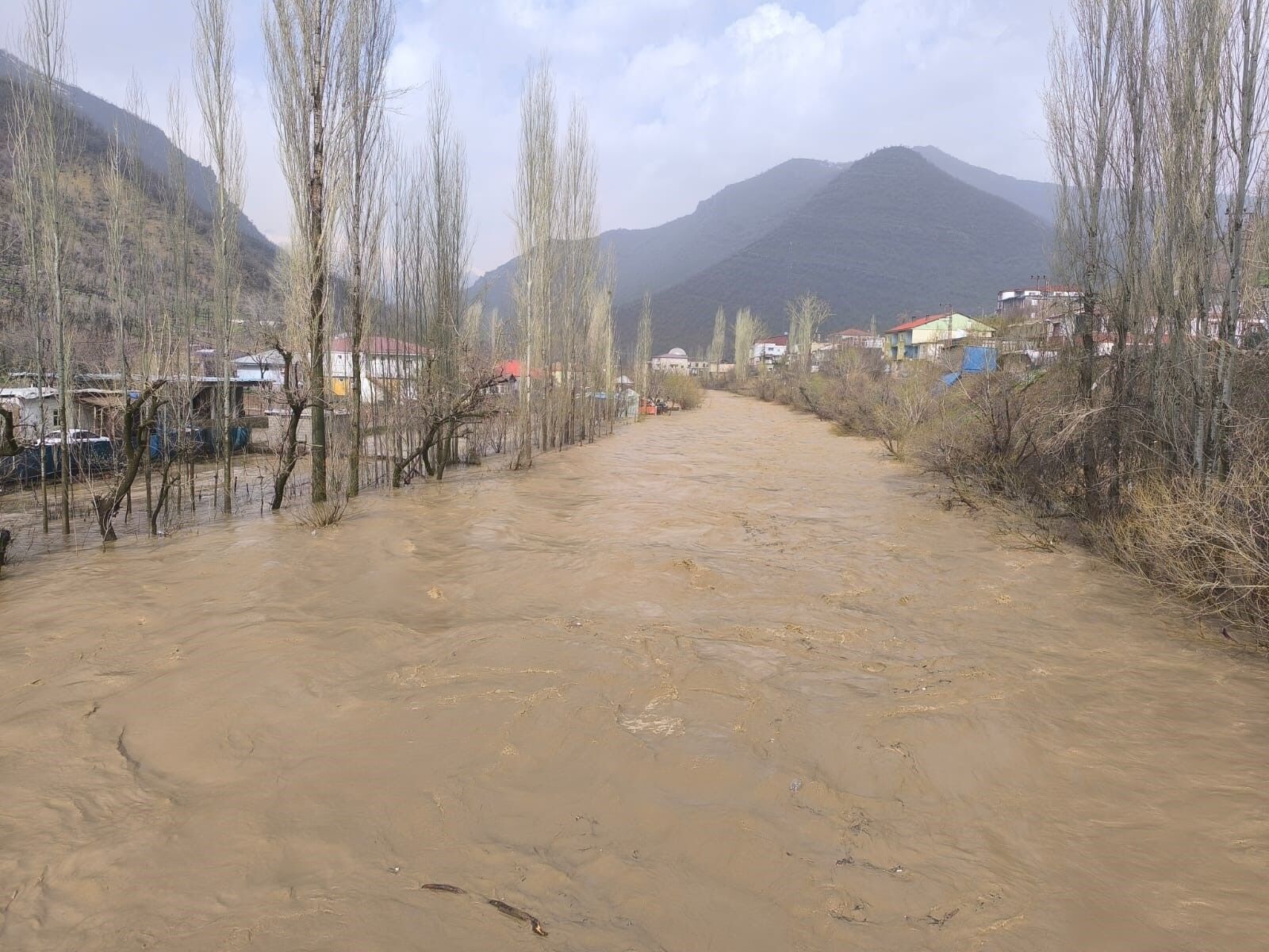 Şiddetli yağış sonrası Habur Çayı coştu