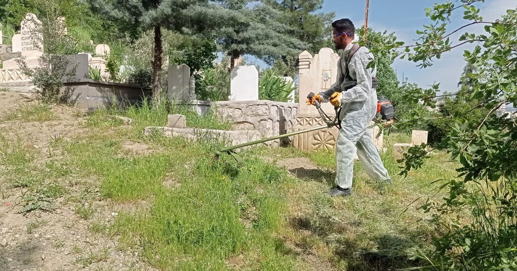 Park Ve Bahçe Müdürlüğü Ekiplerimiz Kent Mezarlıklarımızda Ve Yeşil Alanlarda Çim Biçme, Çevre D (2)