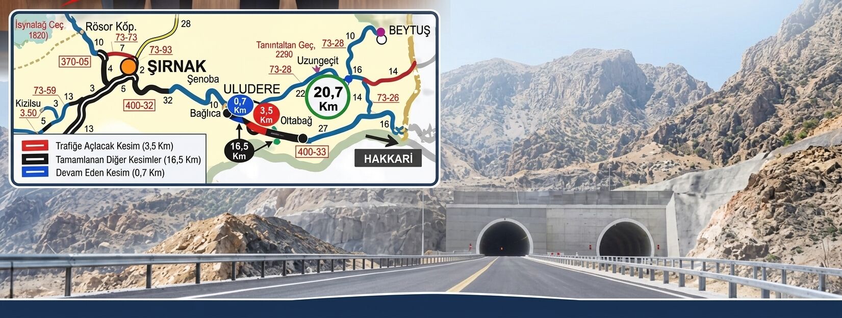 Şırnak–Hakkari yolunda iki tünel daha hizmete giriyor