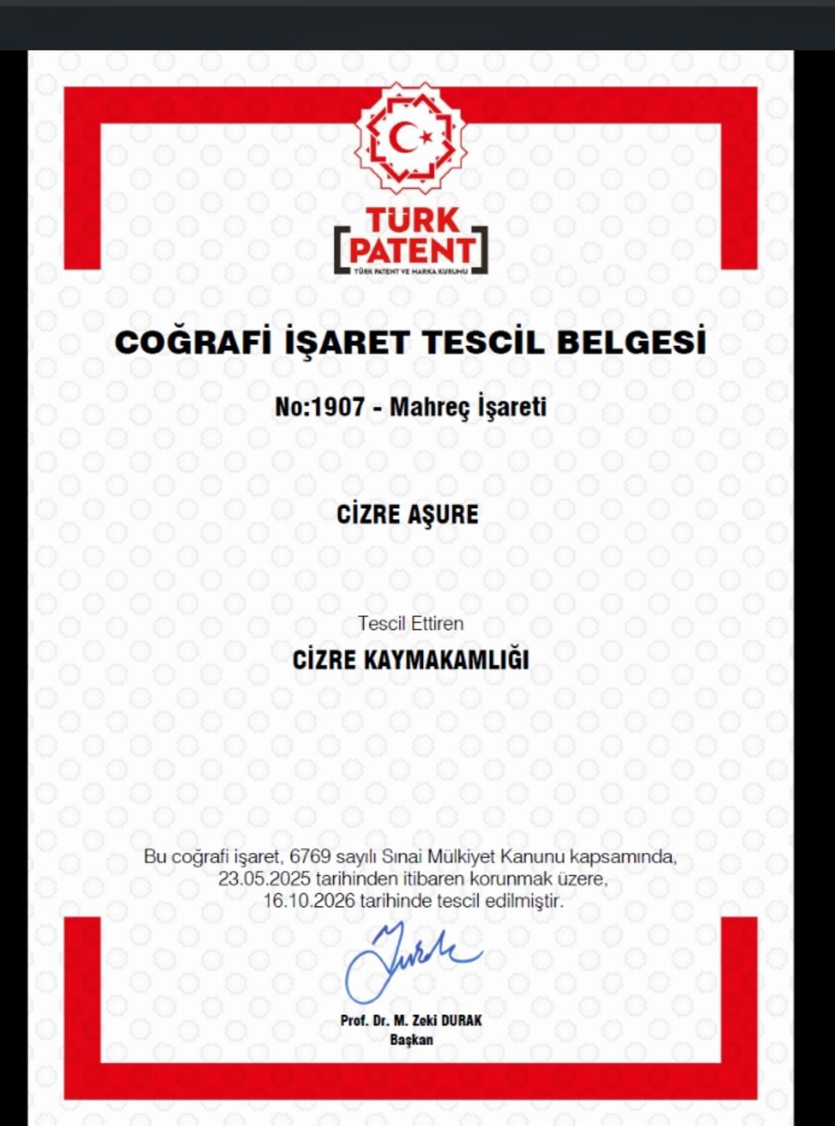 aşure tescil